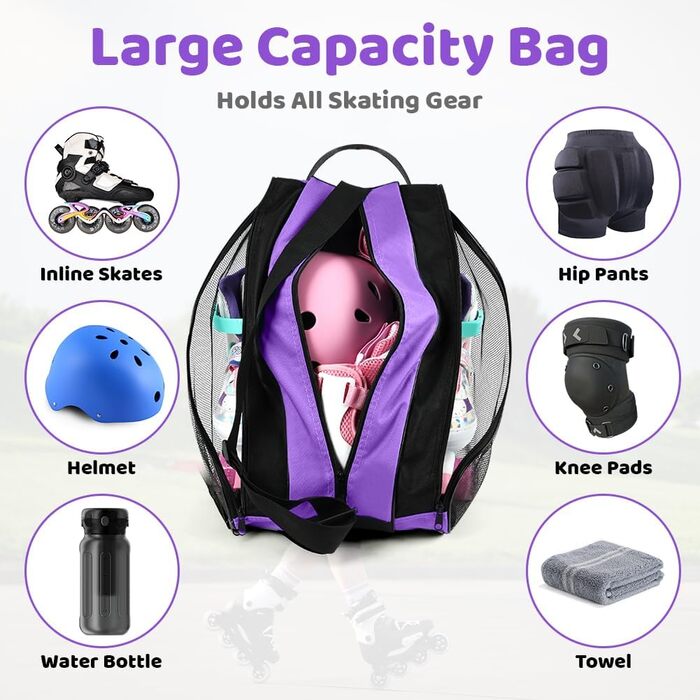 Чохол для роликів Flintronic: сумка для роликів, скейтборду та ковзанів для дітей з регульованим плечовим ременем, велика місткість (фіолетовий)