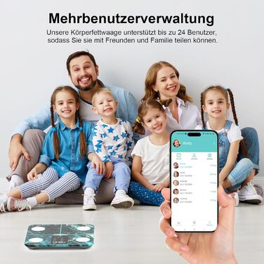 Вага для визначення жиру в тілі та аналізу складу тіла, персональна вага з визначенням жиру та м'язової маси, 15 показників, цифровий тестер, смарт-вага з додатком, великий дисплей (280 г, зелений мармур)