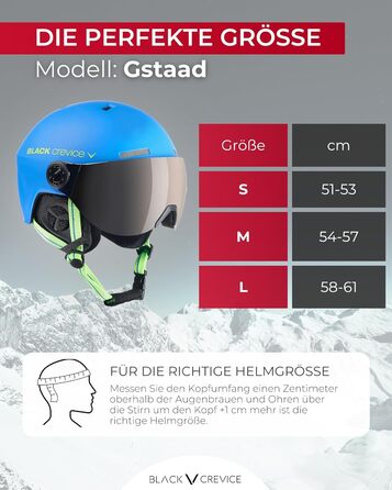 Шолом гірськолижний BLACK CREVICE Gstaad з візором (пілотський стиль) | Полікарбонат | Дихаючий | Регульований розмір | Для чоловіків та жінок