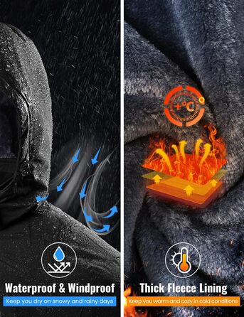 Чоловіча лижна куртка Rdruko, водонепроникна, з утепленим флісом, капюшон, для активного відпочинку в горах (чорний, S)