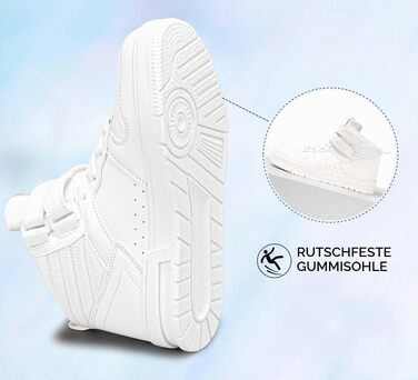 Жіночі високі кросівки LUCKY STEP у стилі баскетбольних кедів із застібкою-липучкою, білі, штучна шкіра, розмір 42 EU