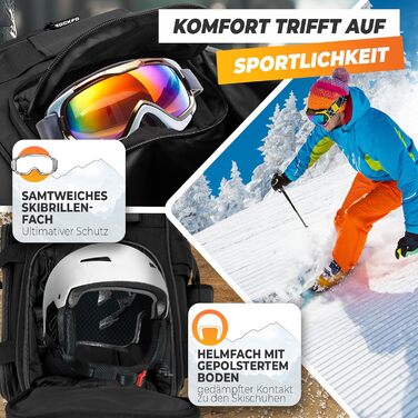 Чорний/сірий рюкзак для гірськолижного спорядження 49L з відділенням для шолома