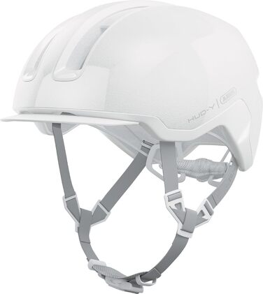 Велосипедний шолом ABUS HUD-Y з магнітною LED підсвіткою, зарядкою, для міста, білий, розмір M (54-58 см), унісекс