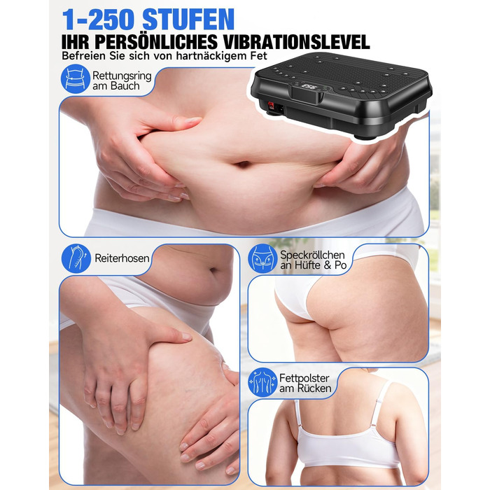 Віброплатформа для фітнесу HomeFitnessCode Mini - для жінок, з регулюванням інтенсивності, тренажер для дому, схуднення, нарощування м'язів, все тіло, чорний глянцевий