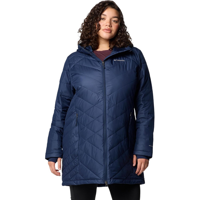 Жіноча зимова куртка-пальто Columbia First Generation Heavenly Long з капюшоном, темно-синя (Collegiate Navy), розмір XL