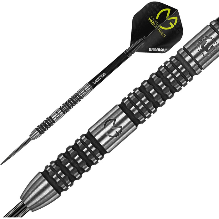 Дротики WINMAU Michael Van Gerwen MvG Absolute 24 г вольфрамові для дартсу, сталевий наконечник, набір з оперенням і хвостовиками, професійні
