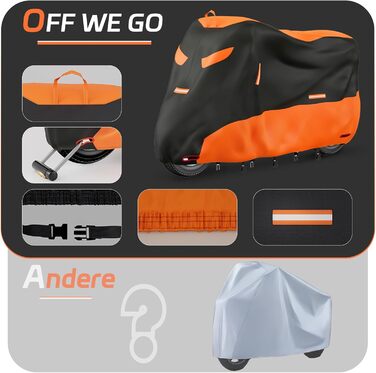 Водонепроникна накривка для мотоцикла Motorrad, 245x105x125 см. Захист від UV, дихаюча, з відбиваючими елементами. Підходить для мотоциклів, скутерів та велосипедів
