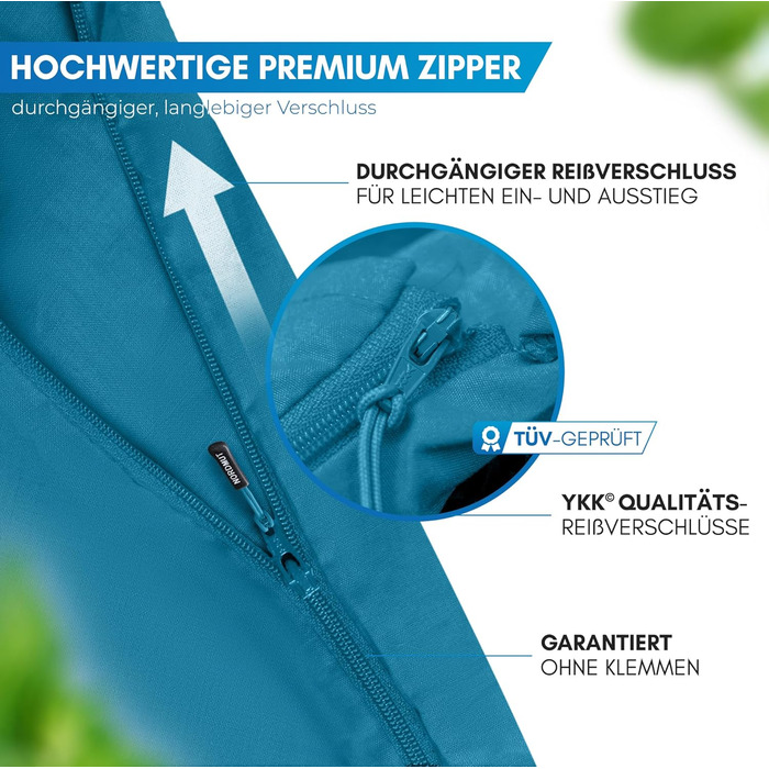 Спальний мішок NORDMUT® для подорожей: ультралегкий, дихаючий, з відділенням для подушки (блакитний, поліестер)