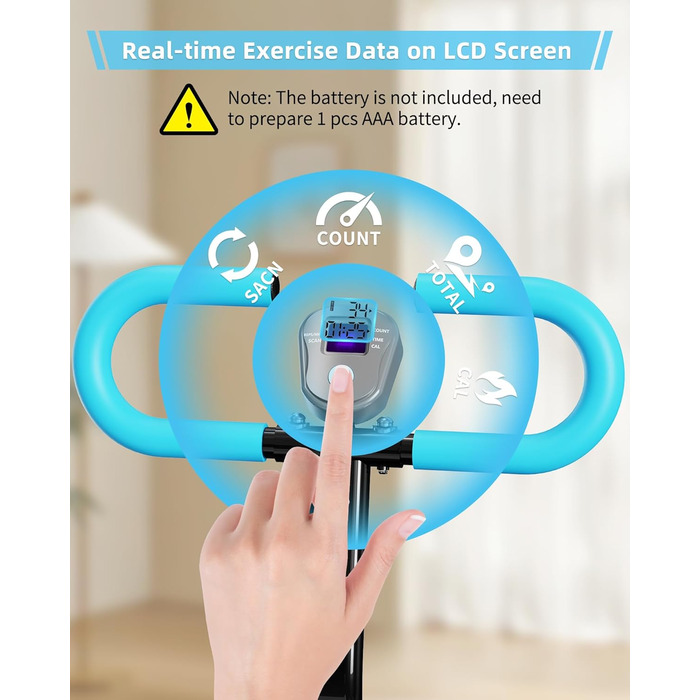 Вертикальний тренажер для кардіо, сходиця для дому, вертикальний альпініст з LCD-дисплеєм, 3 рівні складності, блакитний