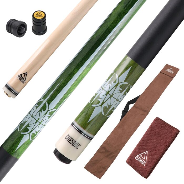 CUESOUL Більярдний кий 58 дюймів, 21oz, наконечник 13 мм, з ірландським обгорткою, у комплекті синьо-коричнева сумка PC035