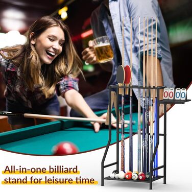 Стійка для київ Billard Queue Stick Rack YBING - тримає до 10 київ, бамбук, чорний колір
