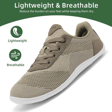 Взуття для ходьби босоніж Дами/Чоловіки | Широка передня частина, підошва 4 мм | Легке, дихаюче, неслизьке | Спорт, Outdoor, повсякденне (40 EU, Хакі)