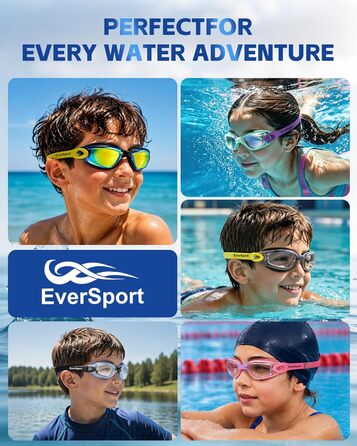 Дитячі плавальні окуляри Kinder-Schwimmbrille (2 шт.) – прозорі, антифог, анти-UV, водонепроникні, з навушниками та фіксатором для носа, для дітей 5-15 років