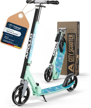 Міський самокат Apollo Phantom Pro City Scooter з великими колесами XXL, складний, регульований по висоті, для дорослих, дітей та підлітків. Водостійкий (Phantom Pro - Water)