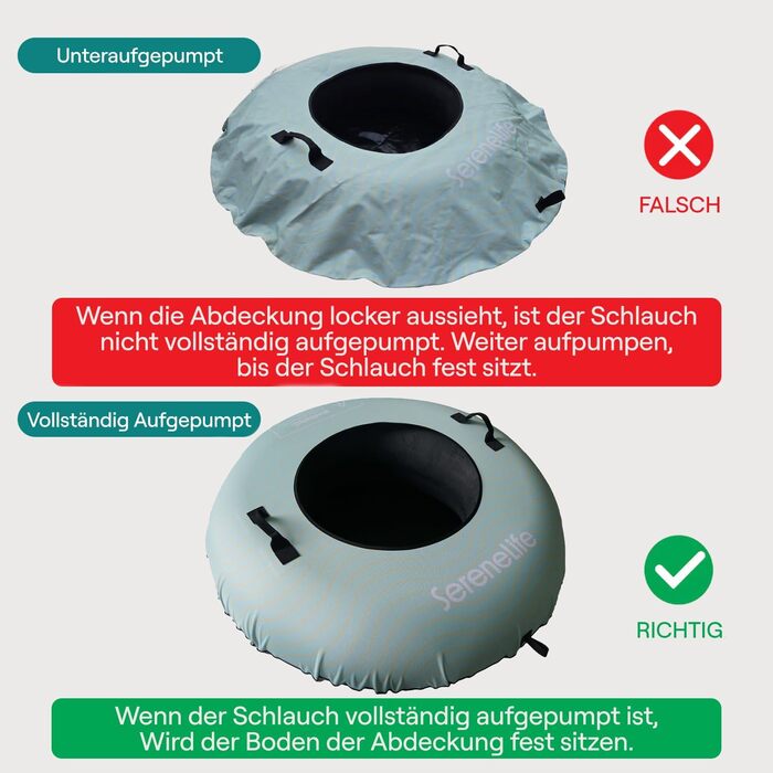 Надувний сніговий санки SereneLife – XXL, 122 см, для дітей та дорослих, з антиковзним дном та тросом.