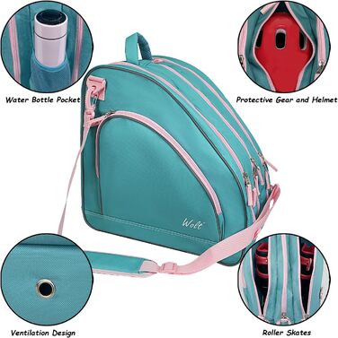 Сумка для ковзанів Wolt | Сумка для роликів та інлайнів. Стильна, регульована через плече, м'ятно-зелена