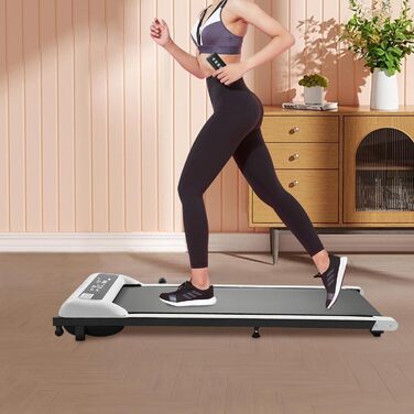Бігова доріжка Walking Pad 2 в 1 для дому, з пультом, LCD-дисплеєм, для фітнесу під стіл, біла