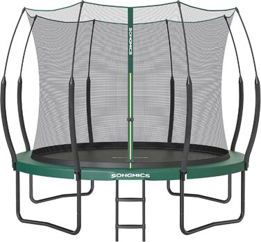 Трамплін SONGMICS Federloses Ø 244/305/366 см, Outdoor для дітей, з сіткою, склопластикові стійки, безпечний, тихий, зелений
