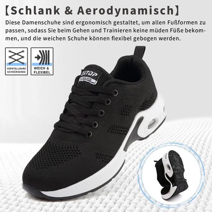 Жіночі кросівки для бігу та ходьби: дихаючі, з підошвою-подушкою, спортивні, фітнес, outdoor (чорно-білі, 40 EU)
