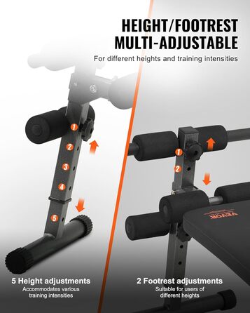 VEVOR лавка для віджимань, Bauchbank з обертовим руків'ям, регульована висота, міцна сталь, вантажопідйомність 500/600/453,6 кг для домашніх тренувань, силові вправи, м'язи всього тіла (лавка для пресу/500lbs)