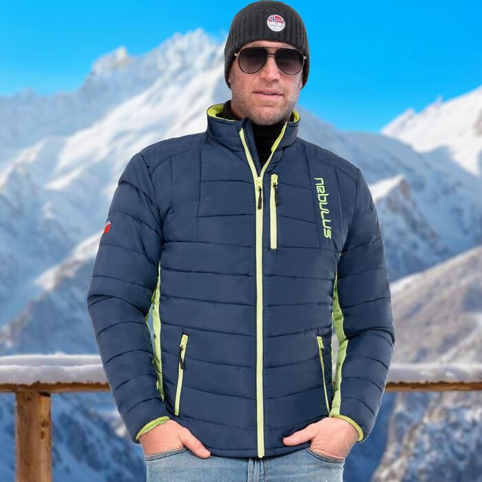 Зимова куртка Nebuus GRAFFITY для чоловіків (темно-синій/лаймовий, розмір S)