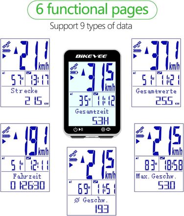 Велокомп'ютер GPS бездротовий, водонепроникний IPX7, 2.4'' FSTN дисплей, білий - з подовженим тримачем