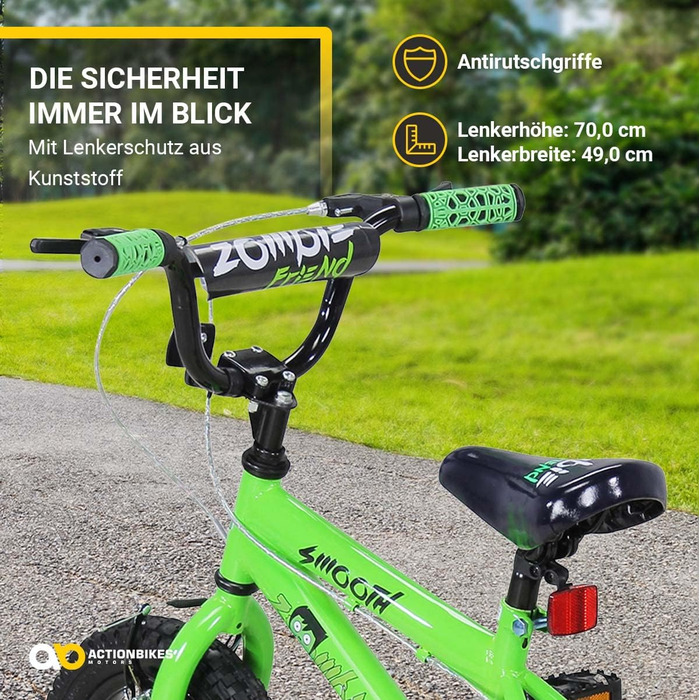 Дитяче велосипед Actionbikes Zombie 12/16/20 дюймів - V-Brake гальма, захистники, для дітей 2-9 років, для дівчаток та хлопчиків
