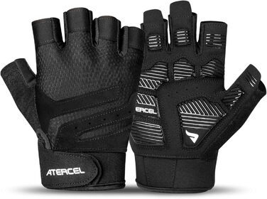 Фітнес рукавички ATERCEL для жінок та чоловіків, антиковзні рукавички для тренувань, силових вправ, важкої атлетики та воркаутів, дихаючі та легкі, чорні, розмір L