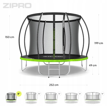 Дитячий садовий батут ZIPRO 8ft (252 см) із сіткою