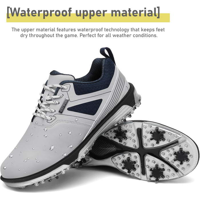 Гольф-взуття чоловіче ULTIANT, водонепроникне, з шнурівкою, дихаюче, для тренувань (сірий, 48 EU)