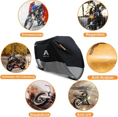 Захисний чохол для мотоцикла Motorrad, зимовий, водонепроникний, 210D, 275x105x125 см