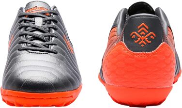 Дитячі футбольні бутси для хлопчиків та дівчаток FG/AG/TF - професійні, для тренувань та гри на траві (37 EU, сірий, помаранчевий)