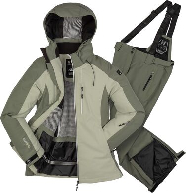 Жіночий гірськолижний костюм Killtec - комплект куртки та штанів, водонепроникний та дихаючий, 10000 мм водяного стовпа, без PFC, куртка зі снігозахисним манжетом, штани з кантозахистом (36, 2 частини, салатовий)