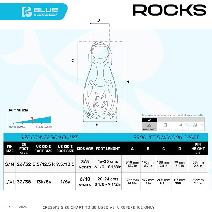 Набір для снорклінгу Cressi Tinetto Rocks Dry Set для дітей (блакитний, морський/айс сіан) L-XL