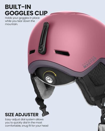 Гірськолижний шолом OutdoorMaster MIPS для сноуборду, рожевий L, вентиляція, полікарбонат, для чоловіків і жінок
