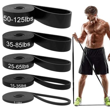 Гумові еспандери для фітнесу та реабілітації Resistance Bands (Чорні) - Набір для тренувань, допомога при підтягуваннях, еластичні стрічки для чоловіків та жінок