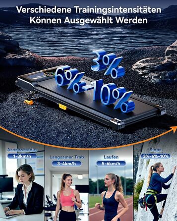 Бігова доріжка AnyLife з регулюванням нахилу, компактний, тихий, LED-дисплей, для дому, чорний, до 150 кг