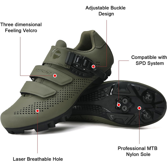 Чоловічі та жіночі велотуфлі для гірського велосипеда (MTB) з сумісними кріпленнями SPD, розмір 41 EU, зелені