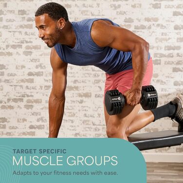 LifePro Регульовані гантелі - набір 90lb (41 кг), 2 шт по 25lb (11,3 кг), та окрема гантель - швидка зміна ваги, для дому, фітнесу, силових тренувань