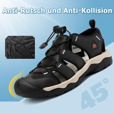 Чоловічі сандалі AX BOXING для трекінгу та спорту, літні, на липучках, дихаючі, чорні, розмір 44 EU