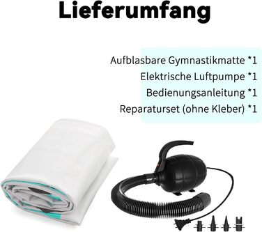 Airtrack BESTS мат гімнастичний 300x100x10 см, зелений: для дому, фітнесу, йоги, спорту з насосом та сумкою