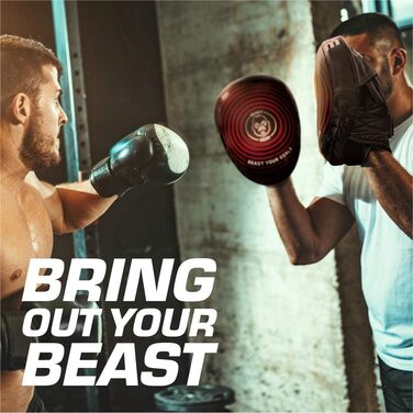 Лапи для боксу Beast Gear з натуральної шкіри, вигнуті, з підтримкою зап'ястя та регульованим ременем для хук, джебу, MMA, кікбоксингу та муай-тай