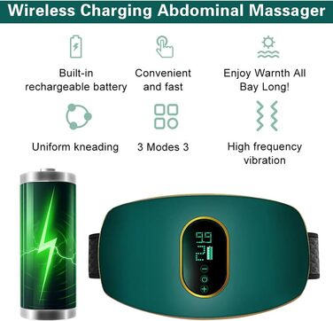 Електричний масажер для живота та схуднення, поясний слінг, вібраційний, для дому, офісу та подорожей (зелений)