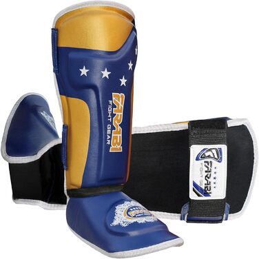 Дитячі щитки Farabi Sports для кікбоксингу, MMA, муай-тай, сині – захист гомілки для тренувань і спарингів