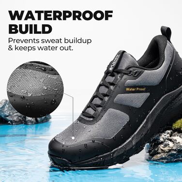 Чоловічі водонепроникні трекінгові черевики NORTIV 44 EU (Чорний, Сірий) - для туризму, хайкінгу та активного відпочинку