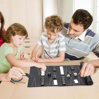 Набір для гри в шашки (бекґеммон) дерев'яний, 15 дюймів, для дорослих та дітей, портативний, коричневий, темно-сірий