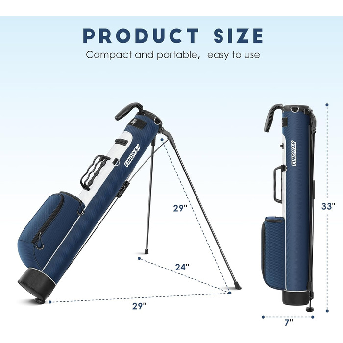 Сумка для гольфу Findway з регульованими плечовими ременями, 2-вегевий роздільник, 2 кишені, легка, для чоловіків та жінок, блакитна