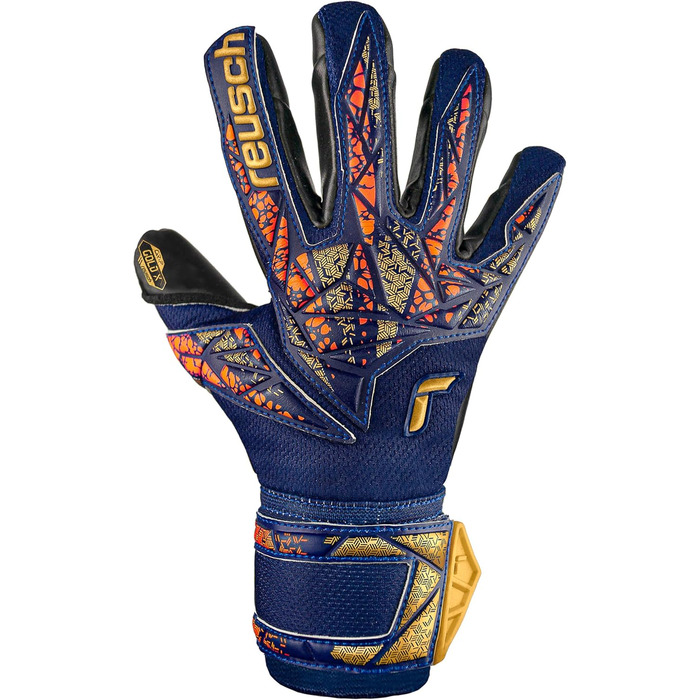 Воротарські рукавички Reusch Attrakt Gold X, унісекс, розмір 10, синьо-золотисто-чорні