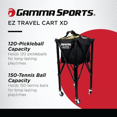 Сумка-корзина для тенісних м'ячів Gamma Sports EZ Travel Cart Pro, місткість 150, легка складна конструкція, з преміум-чохлом