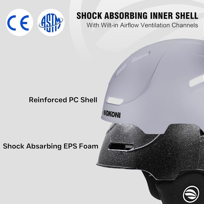 Шолом гірськолижний для дорослих, чоловічий, жіночий та юніорський. Сертифікований шолом для катання на лижах та сноуборді (Сірий, M: 54-58 см)